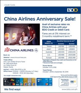 China Airlines Anniversary Sale!
