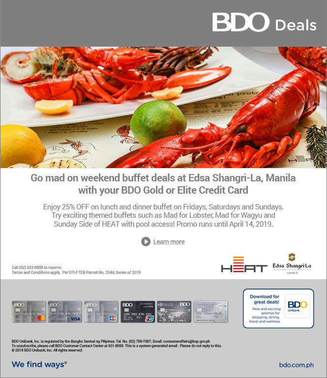 Mad for buffets at HEAT, Edsa Shangri-La Manila (as low as P1,489)